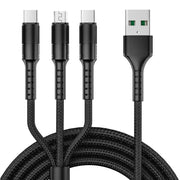 Cavo dati 3 in 1 da USB a Dual Type-C + Micro USB per la sincronizzazione della ricarica rapida, uscita:, 3A (Gold), 3A (Red), 3A (Black), 3A (Blue), 5A (Gold), 5A (Red), 5A (Black), 5A (Blue)