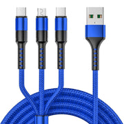 Cavo dati 3 in 1 da USB a Dual Type-C + Micro USB per la sincronizzazione della ricarica rapida, uscita:, 3A (Gold), 3A (Red), 3A (Black), 3A (Blue), 5A (Gold), 5A (Red), 5A (Black), 5A (Blue)