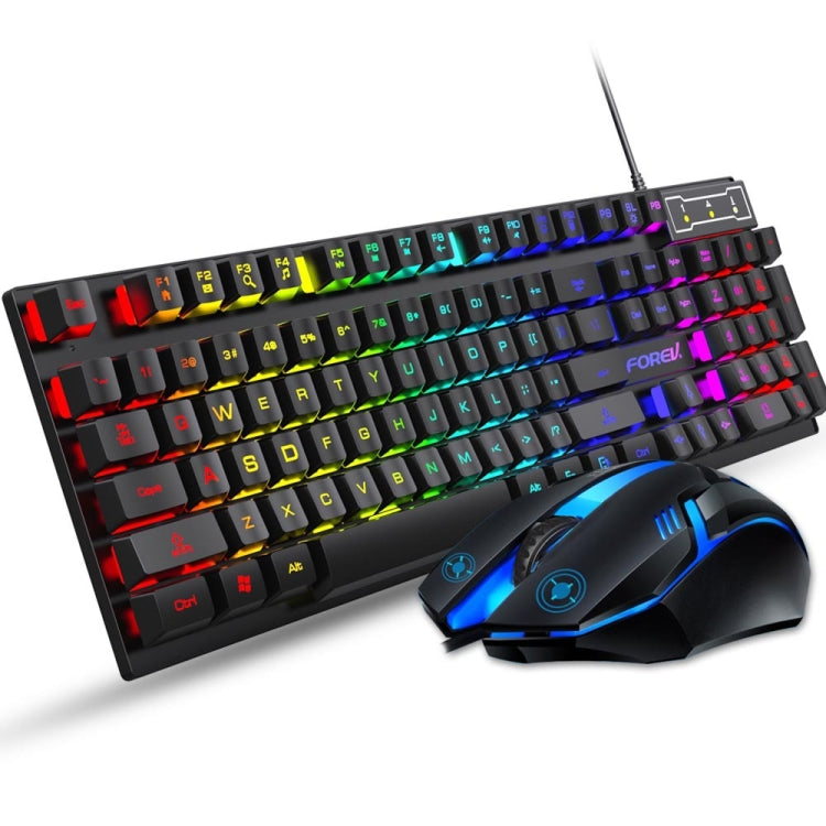 FOREV FV-Q305S Set tastiera e mouse da gioco con cavo luminoso colorato