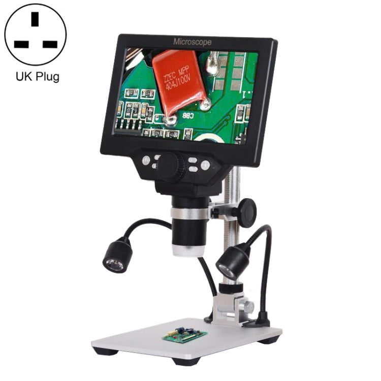 G1200D Schermo LCD da 7 pollici 1200X Microscopio da tavolo elettronico digitale portatile, EU Plug With Battery, US Plug With Battery, AU Plug With Battery, UK Plug With Battery