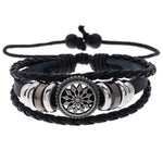 5 PCS BX222 Sun Flower Beads Leather Personality Knitting Bracciale regolabile