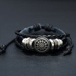 5 PCS BX222 Sun Flower Beads Leather Personality Knitting Bracciale regolabile