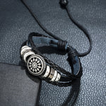 5 PCS BX222 Sun Flower Beads Leather Personality Knitting Bracciale regolabile
