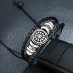 5 PCS BX222 Sun Flower Beads Leather Personality Knitting Bracciale regolabile