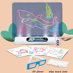 Tavolo da disegno per bambini 3D luminoso multifunzionale, senza penna ad acquerello, stile:, 3D Space, 3D Dinosaur, 3D Ocean, Luminous Space, Luminous Ocean, Luminous Dinosaur