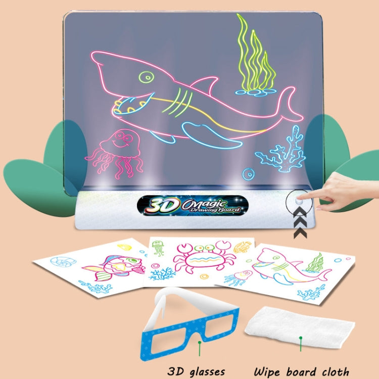 Tavolo da disegno per bambini 3D luminoso multifunzionale, senza penna ad acquerello, stile:, 3D Space, 3D Dinosaur, 3D Ocean, Luminous Space, Luminous Ocean, Luminous Dinosaur