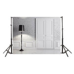 2.1m x 1.5m 3D Anchor Live Room Photo Studio Background Panno, Door & Standing lamp