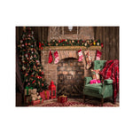 2,1 m x 1,5 m Panno di sfondo per studio di caminetto natalizio 3D, Christmas Fireplace