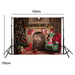 2,1 m x 1,5 m Panno di sfondo per studio di caminetto natalizio 3D, Christmas Fireplace