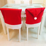Copertura posteriore della sedia Cappello rosso di Babbo Natale per l'arredamento di Capodanno, Santa Clause
