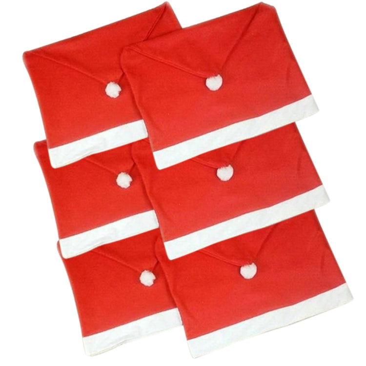 Copertura posteriore della sedia Cappello rosso di Babbo Natale per l'arredamento di Capodanno, Santa Clause