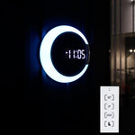 Orologio da parete cavo a specchio a LED Orologio da parete con display digitale elettronico con interruttore a 7 colori, Hollow Wall Clock