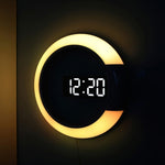 Orologio da parete cavo a specchio a LED Orologio da parete con display digitale elettronico con interruttore a 7 colori, Hollow Wall Clock