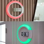 Orologio da parete cavo a specchio a LED Orologio da parete con display digitale elettronico con interruttore a 7 colori, Hollow Wall Clock