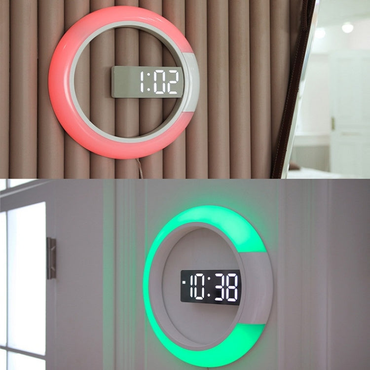 Orologio da parete cavo a specchio a LED Orologio da parete con display digitale elettronico con interruttore a 7 colori, Hollow Wall Clock
