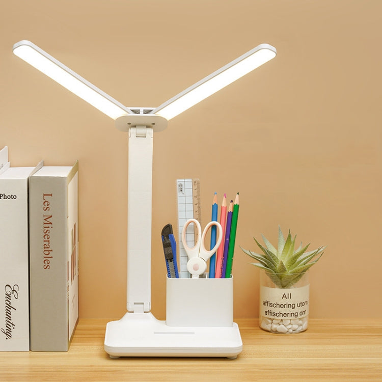 Lampada da scrivania a doppia testa con illuminazione a LED, stile:, Plug-in Version+Cable, Rechargeable 3600mAh+Cable, Rechargeable  4000mAh+Cable