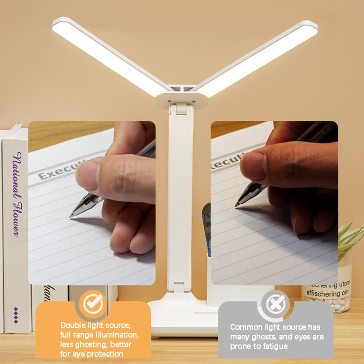 Lampada da scrivania a doppia testa con illuminazione a LED, stile:, Plug-in Version+Cable, Rechargeable 3600mAh+Cable, Rechargeable  4000mAh+Cable