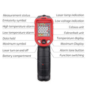 Termometro a infrarossi con schermo colorato TASI, -50-480 gradi Celsius, TA601A