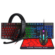 T-WOLF TF-800 4 in 1 Set di cuffie con tastiera e mouse da gioco luminoso