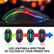 T-WOLF TF-800 4 in 1 Set di cuffie con tastiera e mouse da gioco luminoso