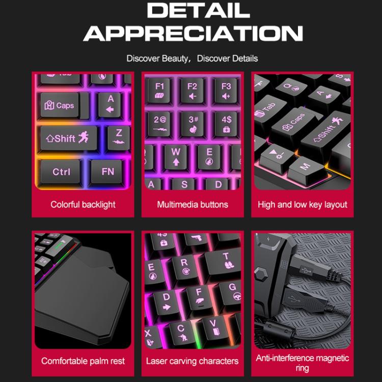 Tastiera a una mano per giochi mobili T-WOLF ， Specifiche ：, T19 Keyboard, TF-900 Set, Keyboard + Mouse + Throne