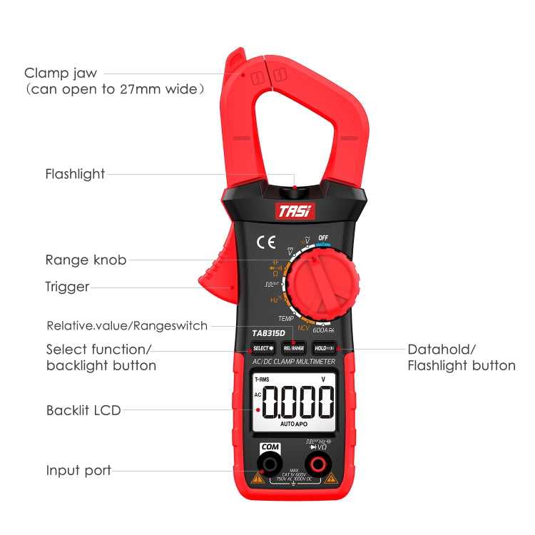 TASI TA8315D Pinze Meter Amperometro digitale ad alta precisione, TA8315D