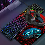 LD-126 Tastiera luminosa 4 in 1 + mouse + auricolare + set di tappetini per mouse