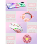 Shipadoo LD-122 Tastiera 4 in 1 Girly Glowing + Mouse + Auricolare + Set di tappetini per mouse