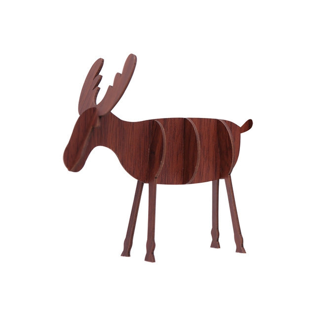 Decorazioni natalizie in legno renna set 2 pezzi L e S