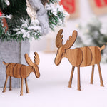 Decorazioni natalizie in legno renna set 2 pezzi L e S