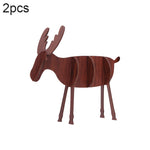 Decorazioni natalizie in legno renna set 2 pezzi L e S
