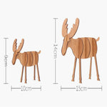 Decorazioni natalizie in legno renna set 2 pezzi L e S