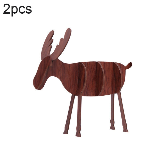 Decorazioni natalizie in legno renna set 2 pezzi L e S