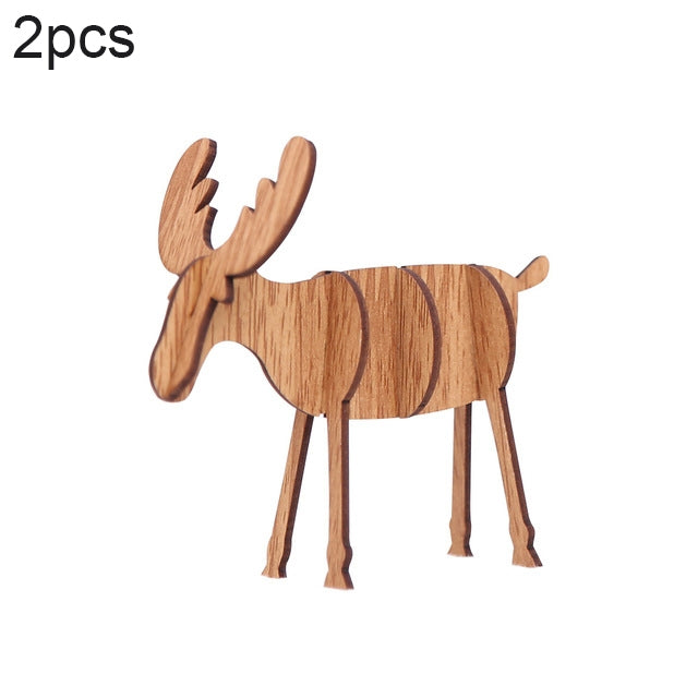 Decorazioni natalizie in legno renna set 2 pezzi L e S