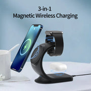 Caricabatterie wireless 3 in 1 con supporto magnetico