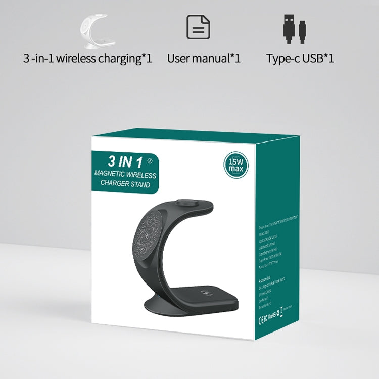 Caricabatterie wireless 3 in 1 con supporto magnetico