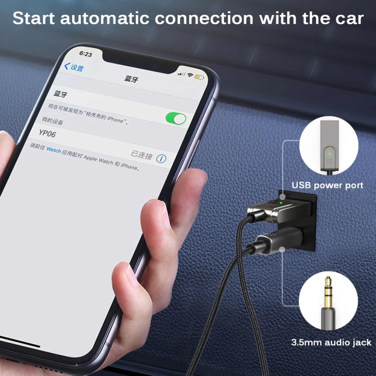 BY301 AUX Car Bluetooth 5.0 Ricevitore Adattatore Bluetooth per chiamate mobili, BY301