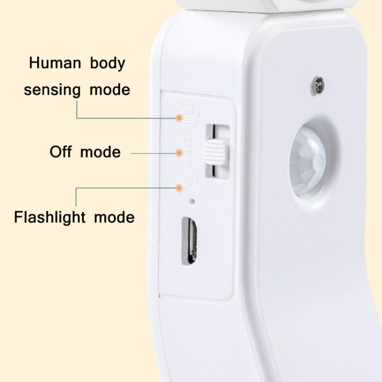 Luce notturna di ricarica USB a induzione intelligente del corpo umano a LED da 1,2 W, Sensor Warm Light, Sensor White Light