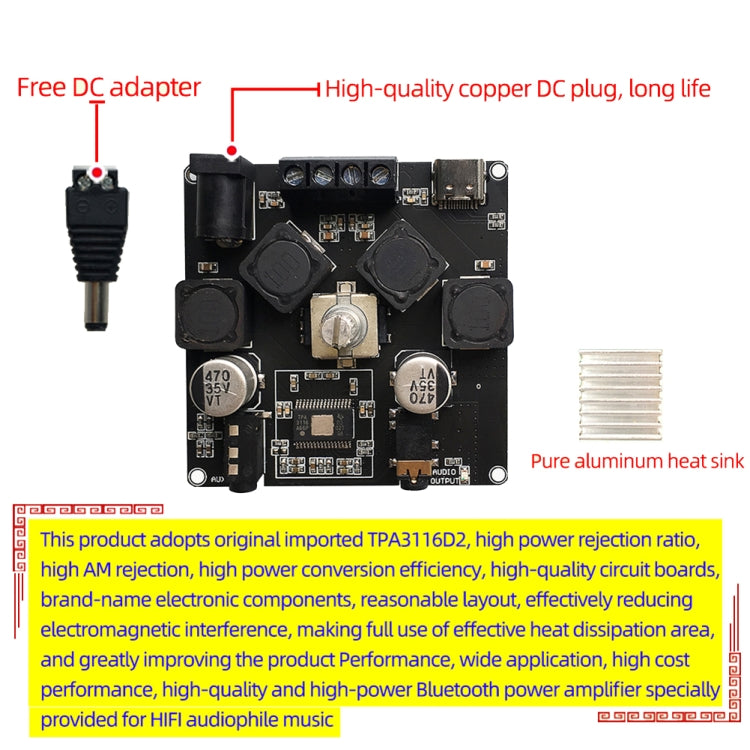 Amplificatore stereo Bluetooth Sinilink AP50H 50W x2