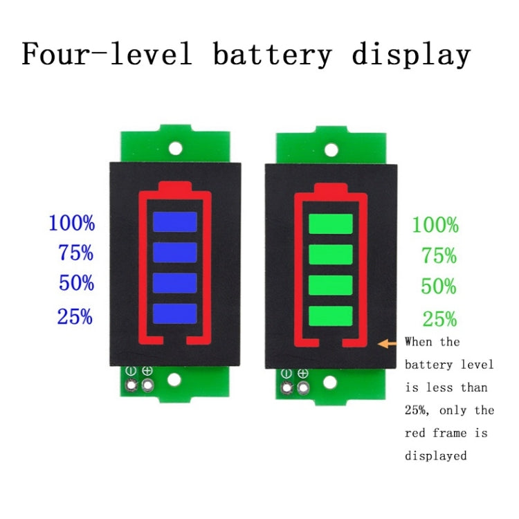 Modulo display indicatore livello carburante batteria al litio, Green, Blue