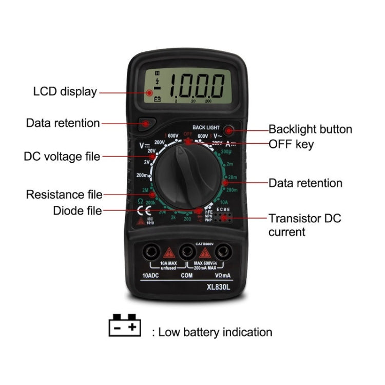 Multimetro digitale ANENG XL830L con display LCD