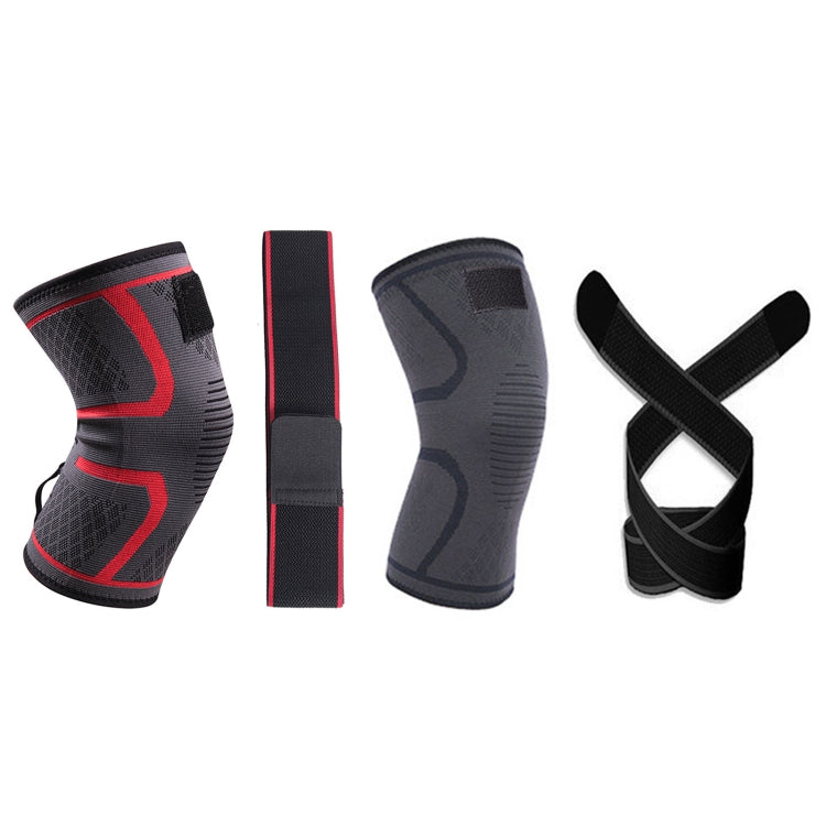 Ginocchiere sportive in maglia a nastro pressurizzato, M (Red), L (Red), XL (Red), XXL (Red), M (Black), L (Black), XL (Black), XXL (Black)