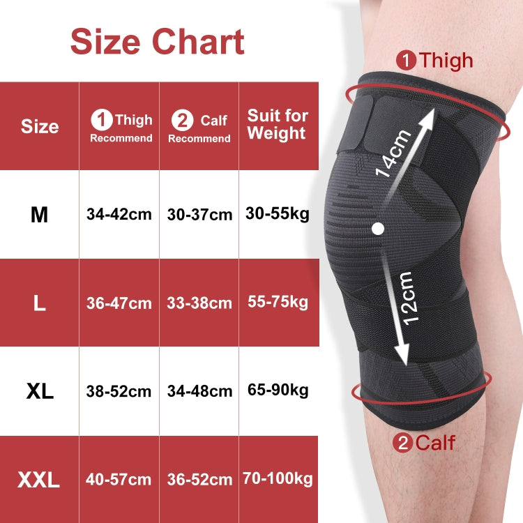 Ginocchiere sportive in maglia a nastro pressurizzato, M (Red), L (Red), XL (Red), XXL (Red), M (Black), L (Black), XL (Black), XXL (Black)