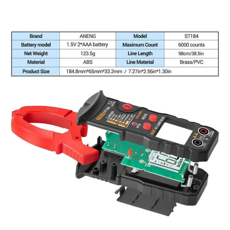 Multimetro digitale a morsetto ANENG ST184 con torcia LED