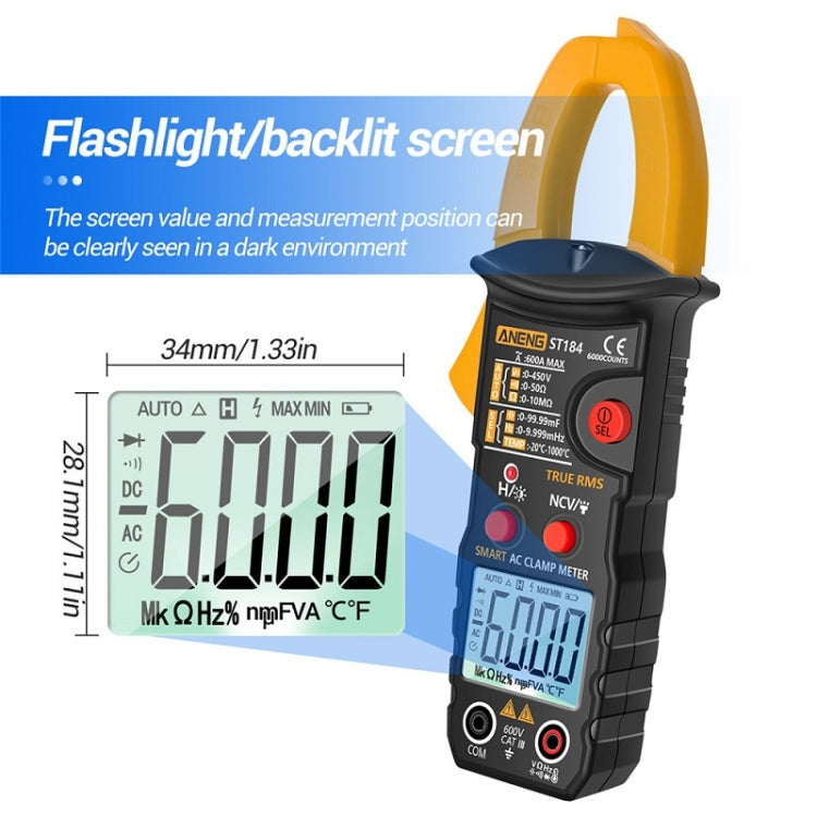 Multimetro digitale a morsetto ANENG ST184 con torcia LED