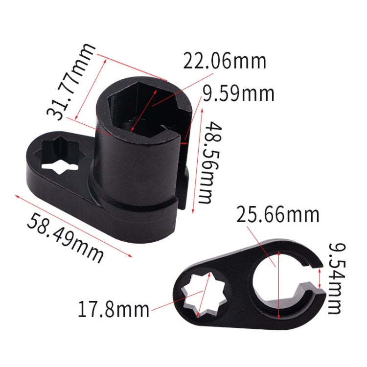 Strumento per chiave di smontaggio del manicotto del sensore di ossigeno per auto da 22 mm, 1/2 inch Plum Angle Wrench