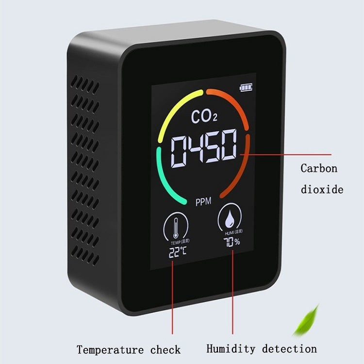 Misuratore di CO2 e qualità dell'aria con display di temperatura e umidità (semiconduttore, Bianco)