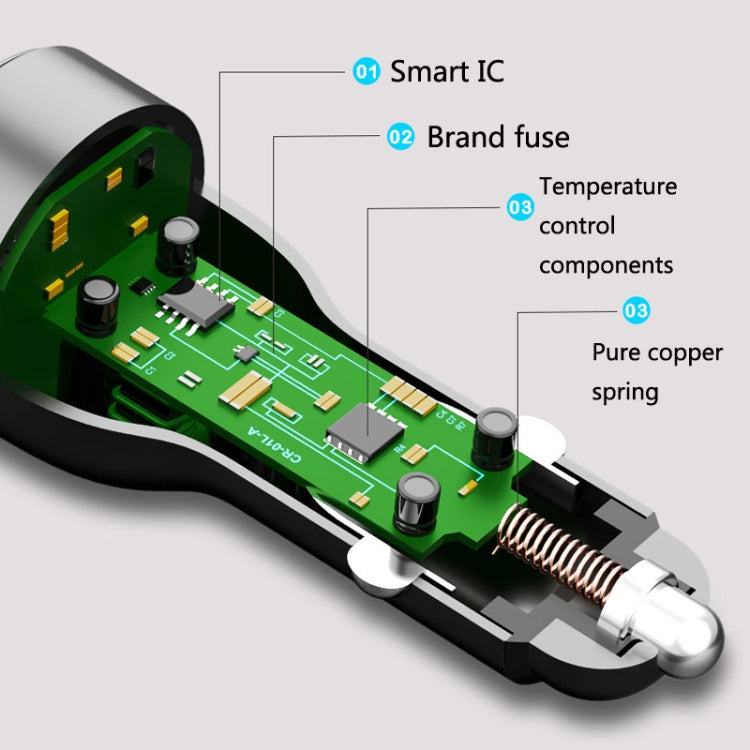 QL845C PD 45W USB-C / Type-C + Caricabatteria per auto USB QC 3.0, QL845C