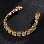 NL075H Bracciale con collana Street Hip Hop Square Rock Candy, misura:, 18cm (Gold), 18cm (Silver), 45cm (Gold), 45cm (Silver)