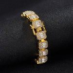 NL075H Bracciale con collana Street Hip Hop Square Rock Candy, misura:, 18cm (Gold), 18cm (Silver), 45cm (Gold), 45cm (Silver)